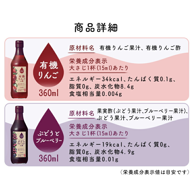 【2本セット】フルーツビネガー360mlFV-155A内堀フルーツビネガー飲用酢りんご酢ぶどうとブルーベリー水割り炭酸割飲む酢【D】
