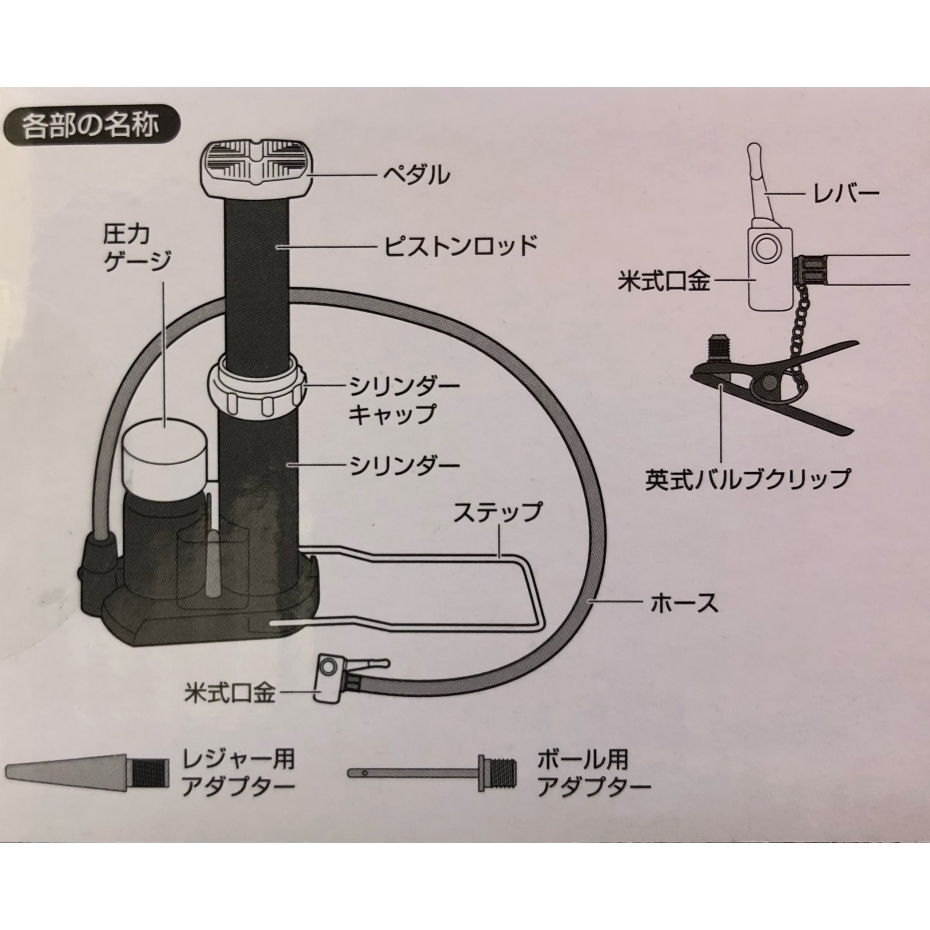 キャプテンスタッグ Y-3150 ちびフットポンプ2 タンクゲージ付き 英 米式バルブ対応 ブラック ご予約品