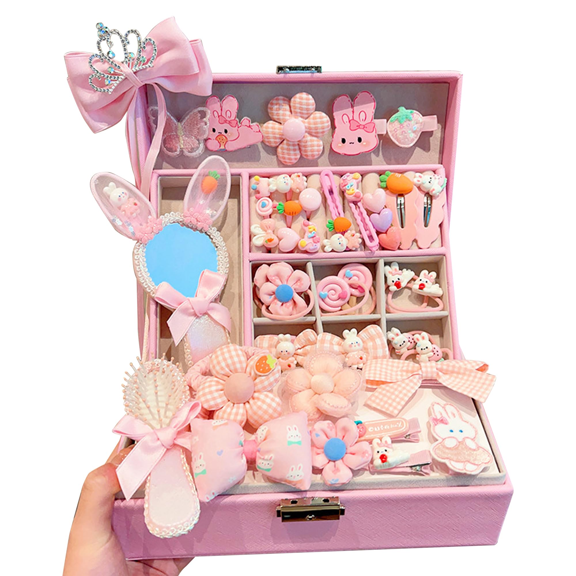 SALE！【一年保証】40PCS 4歳女子プレゼント 5歳誕生日プレゼント女の子 3 歳誕生日プレゼント ヘアアクセサリーセット ヘアアクセサリー 大容量 小物収納 ヘアピン ヘアバンド フェス 誕生日 プレゼント（ブループリンセスシリーズ40点セット）