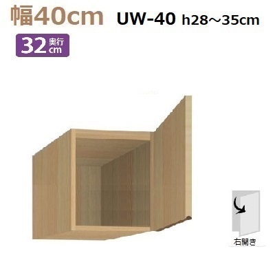 標準上置き Materia-3 TM D32 UW40-H28～35(R右開き)W400×D320×H280～350mm 棚板なし