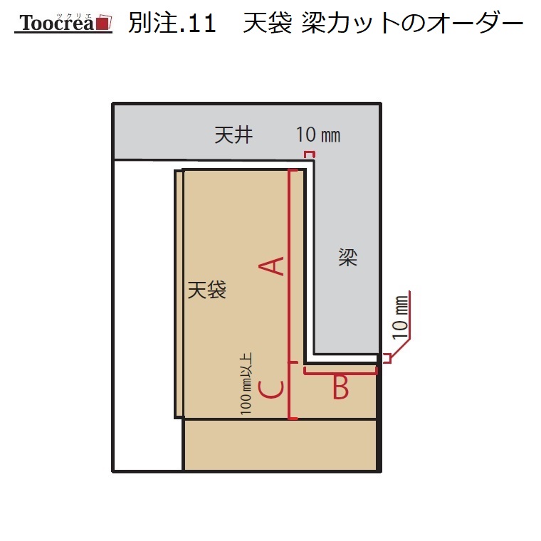 Option 別注 10 天袋 梁よけカットオーダー幅30 40cm 受注生産 約 週間 Gpsitu Com Br