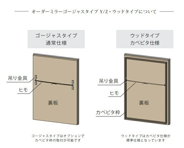 オーダーミラー 横46〜60cm 縦121〜150cm アーチタイプ MD1 木製