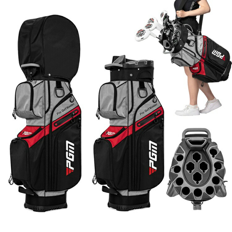 【スーパーSALE限定!5倍★1500円OFFクーポン利用でさらにお得!】キャディバッグ スタンド トレーニングツール付き 9.5型 14分割 14本収納 クラブ固定 ソフトフードあり ゴルフバッグ 約3.9kg 軽量 安定 防水 ゴルフクラブ破損防止 ゴルフ レディース 男女通用 クラブケース|くらしの宝箱