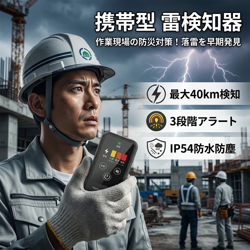 【最大40km検知】 小林薬品 RABLISS 携帯型雷検知警報器 雷アラート 落雷検知 乾電池式 防水 防塵 IP54 コンパクト 小型 3段階警報 光と音と振動 屋外 屋内 アウトドア 登山 キャンプ ゴルフ 釣り 学校 行事 作業 工事 現場 防災用品 安全対策 落雷 警報器 雷探知器 雷検知器|くらし彩堂本舗