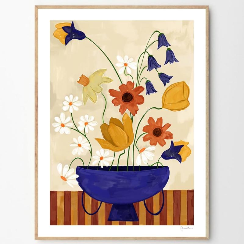 THE POSTER CLUB 張り出し野球クラブ Colourful Bunch インチ Blue Vase 50×70糎 Frankie Penwill
