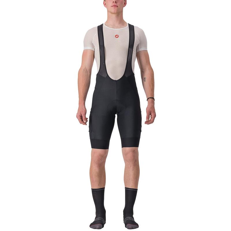 [CASTELLI] メンズアンリミテッドカーゴビブショーツロード\u0026amp;グラベルバイク用 I 成人男性用パッド入り口・入口サイクリングさる股引き-黒いこと-M