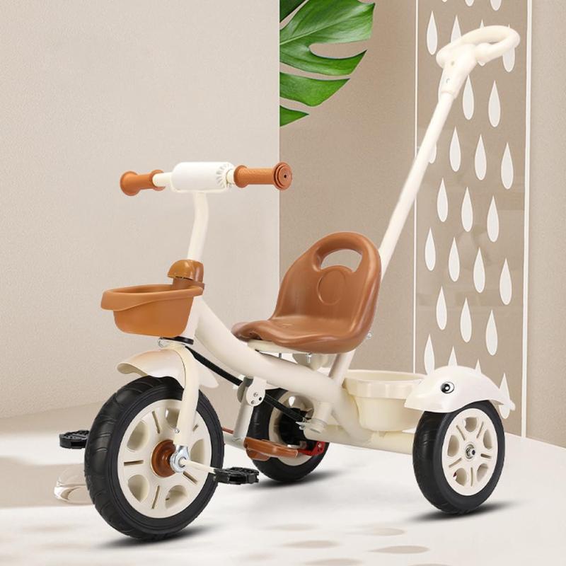 Essgudo 子供三輪車 ベビーカー 手押し棒付き 乗用玩具 超軽量 乗り物 組み立て簡単 コンパクト収納 1歳～6歳 プレゼントパープル