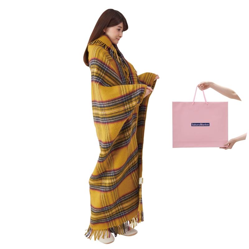 Sakura Blanket (サクラ ブランケット) プレゼントやギフトに最適 170&times;130cm 日本製 洗える ホットスローケット SAKURA39-TK1(K) カーキー（ショッピングバックに入れお届けします)｜暮らしセレクト
