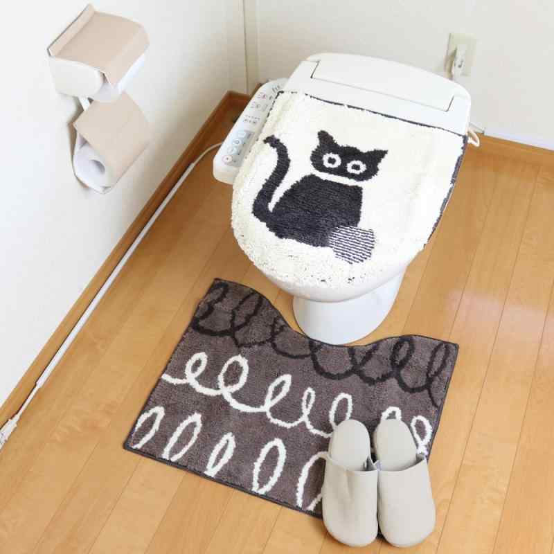 トイレマット ４点セット ブラウン オカトー ソポ キャット ネコ ベージュ 北欧 茶色 吸着型 アニマル