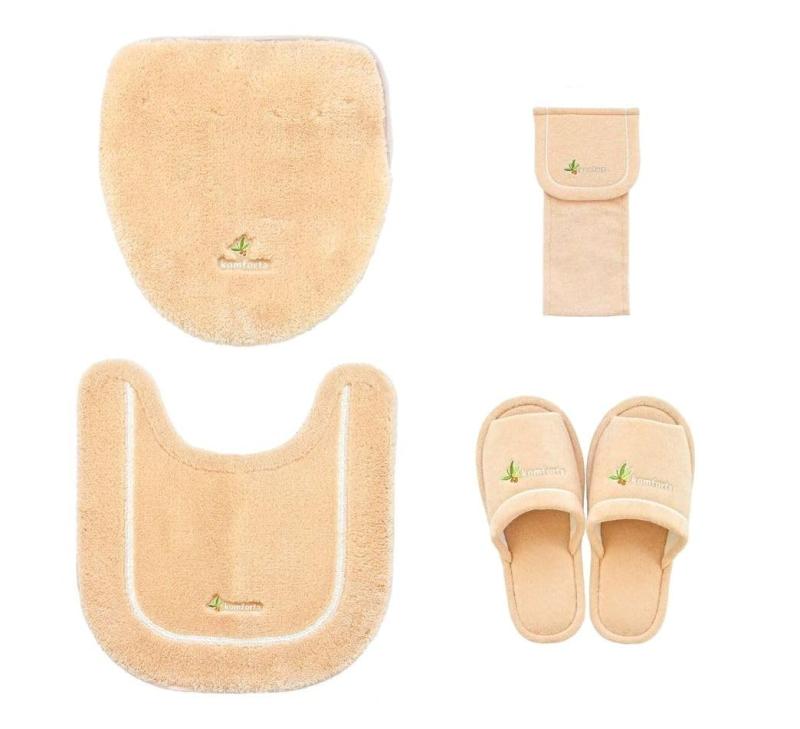 トイレマット セット 4点 北欧 かわいい おしゃれ 人気 吸着タイプ ベージュ ドレニモ 洗浄普通 兼用 洗える スリッパ ペーパーカバー レギュラーサイズ マット フタカバー オカ コムフォル