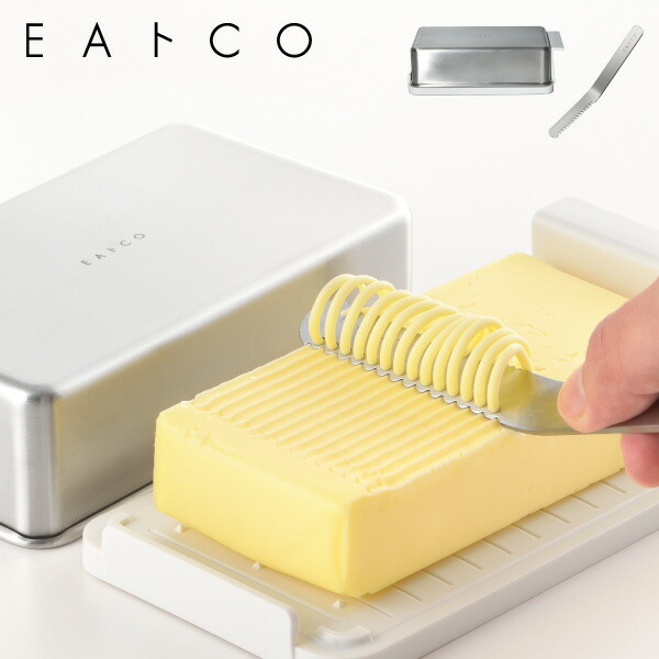 EAトCO バターセット Butter Cace Container バターケース コンテナ Nulu butter knife ヌル バターナイフ イイトコ ステンレス 樹脂 気密性 目盛り 保冷 塗る 糸状 削る ふんわり ギザギザ トースト 料理 シンプル モダン おしゃれ ヨシカワ 日本製(P5)