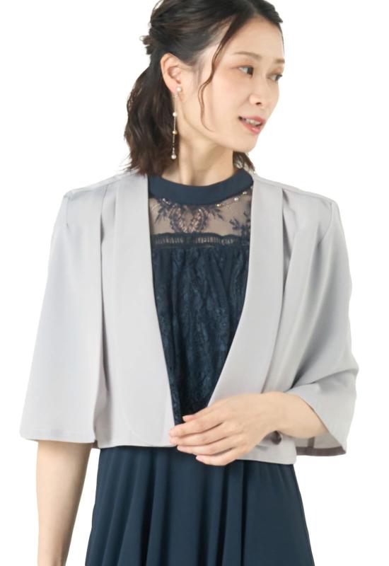 [アウニイ] 結婚式 ノーカラージャケット レディース パーティー ボレロ ジャケット マント 袖口 フォーマル ジャレロ カーディガン 羽織り 体型カバー