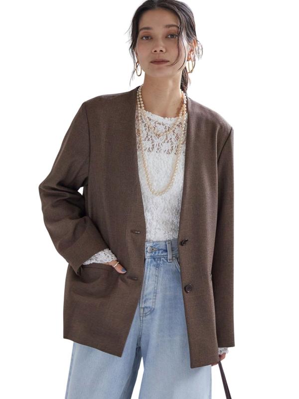 [シップス フォー ウィメン] SHIPS for women ジャケット 手洗い可能 TUMUGITO シャーク ツイード カラーレス ジャケット レディース 317060024