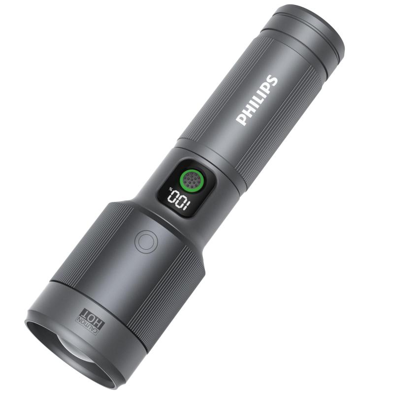 PHILIPS 懐中電灯 led ライト 大型 高輝度 2150ルーメン 700メートル 5つ調光モード フォーカスコントロール ハンディライト Type-C充電式 IP55防水 大容量電池 アルミ合金製 耐衝撃 アウトドア 防災