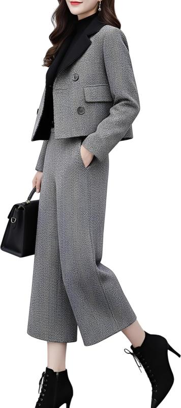 [ニーマンバイ] セットアップ 2点 きれいめ レディース パンツスーツ ジャケット ロングパンツ 冠婚葬祭 秋 冬