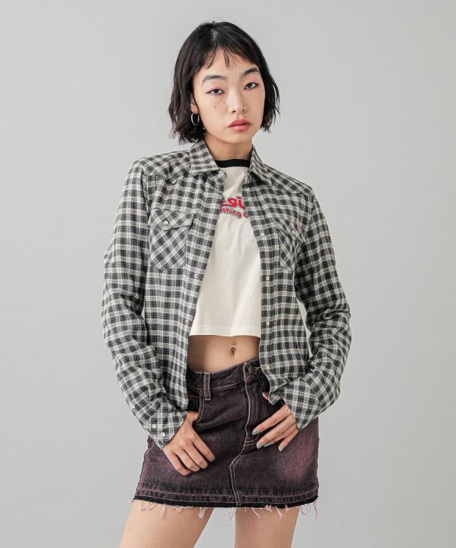 [エックスガール] コンパクトプレイドシャツ COMPACT PLAID SHIRT 105251014003
