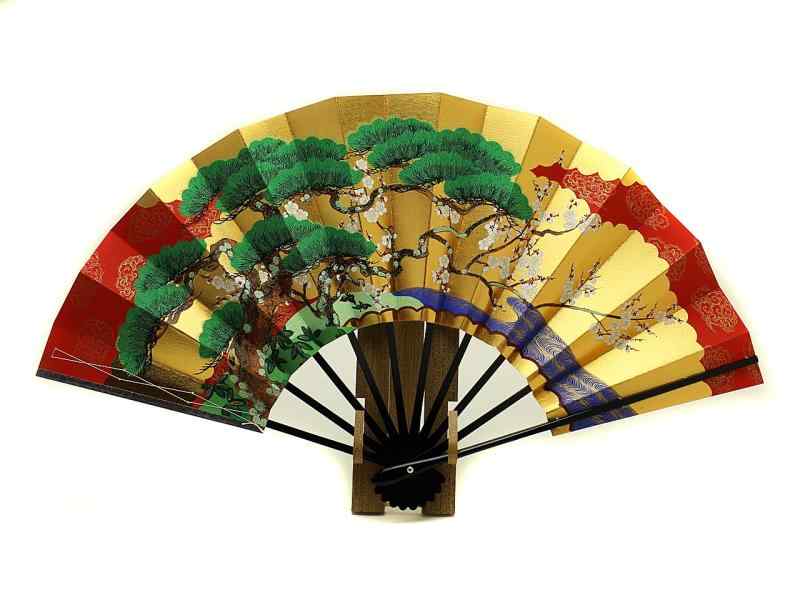 京扇子 飾り扇子 松竹梅 日本製 9寸5分 京都 両面 扇子立て付 箱入 職人 手作り 和柄 玄関飾り インテリア 和風 正月飾り 表裏柄違い 縦29×開いた時の横幅51cm 12,197円