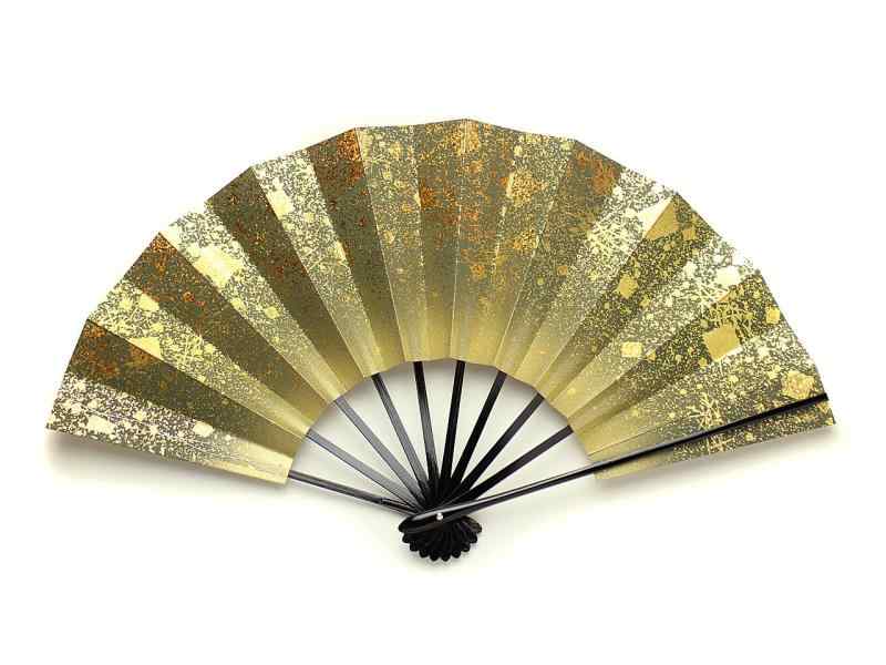 京扇子 舞扇 幻想 日本製 金 9寸5分 京都 黒塗骨 両面 踊り用 日本舞踊 舞扇子 箱入