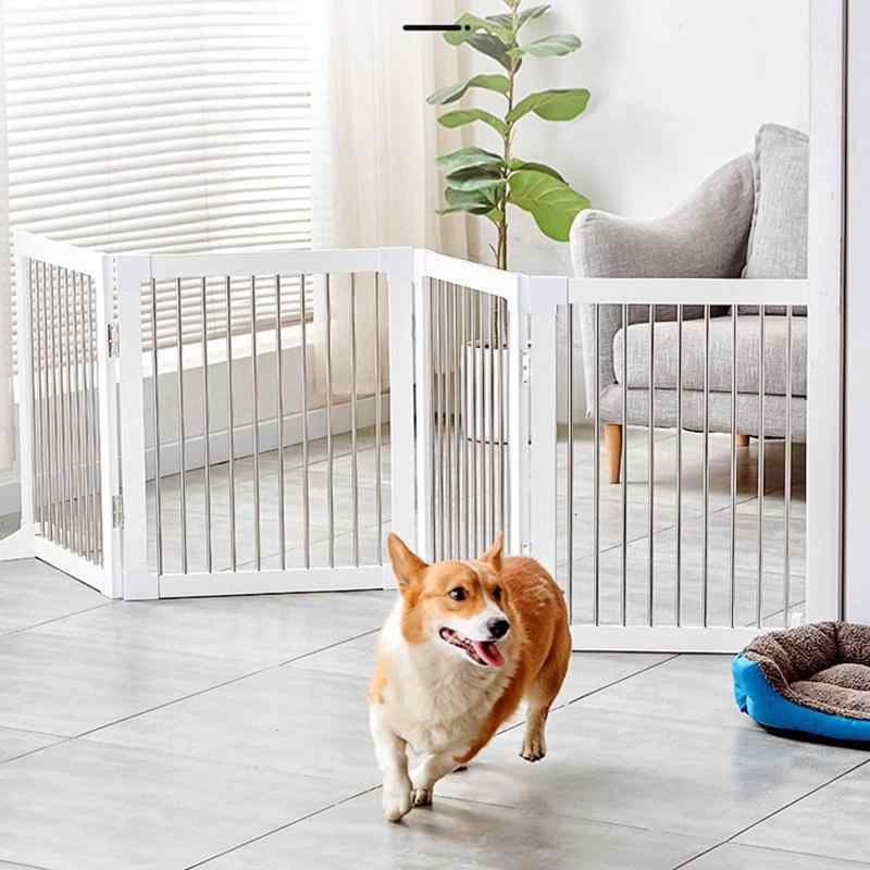Puhang 犬ゲート ペットフェンス 木製 ペットゲート高さ57cm/70cm 4cm柵間隔 バリアゲート 折り畳み式 小型犬 収納便利 鉄製 赤ちゃん 脱走防止 侵入防止 ドアストッパー 取付け簡単 庭 室内 玄関