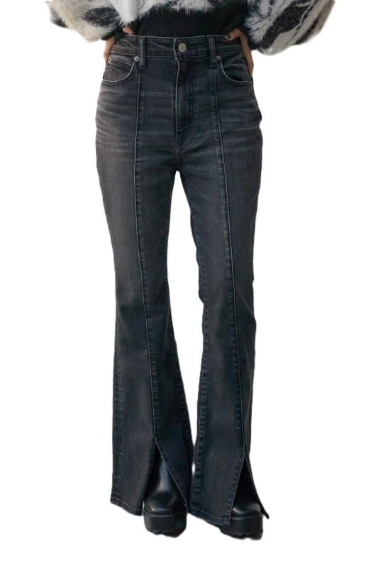 [アズールバイマウジー] デニムパンツ AZUL DENIM センターステッチ スリットフレア デニム レディース 250IAA12-3751｜暮らし堂ショップ