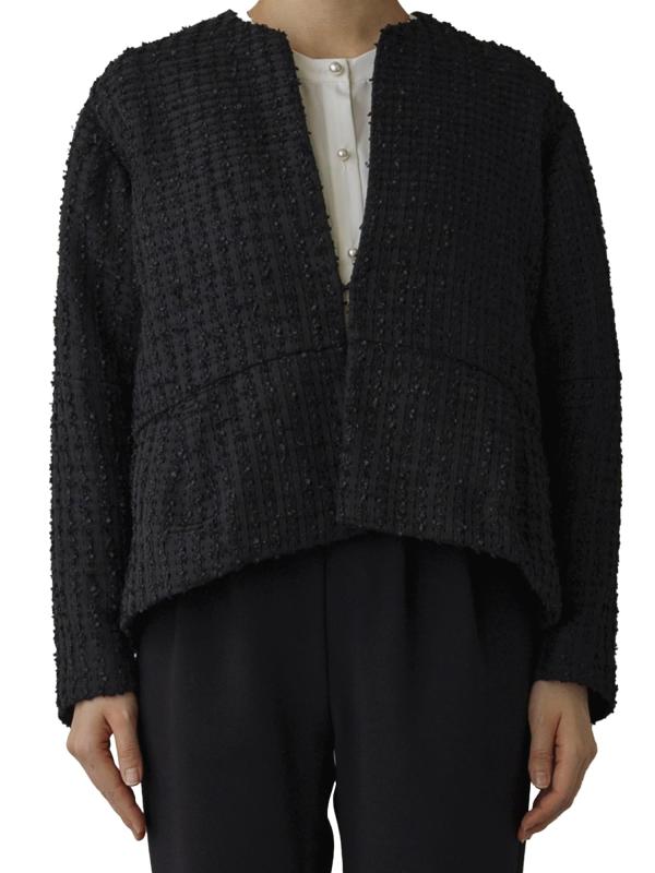 [SONO] ジャケット NAVY エアリーツイード ペプラムショートジャケット レディース S251JV014