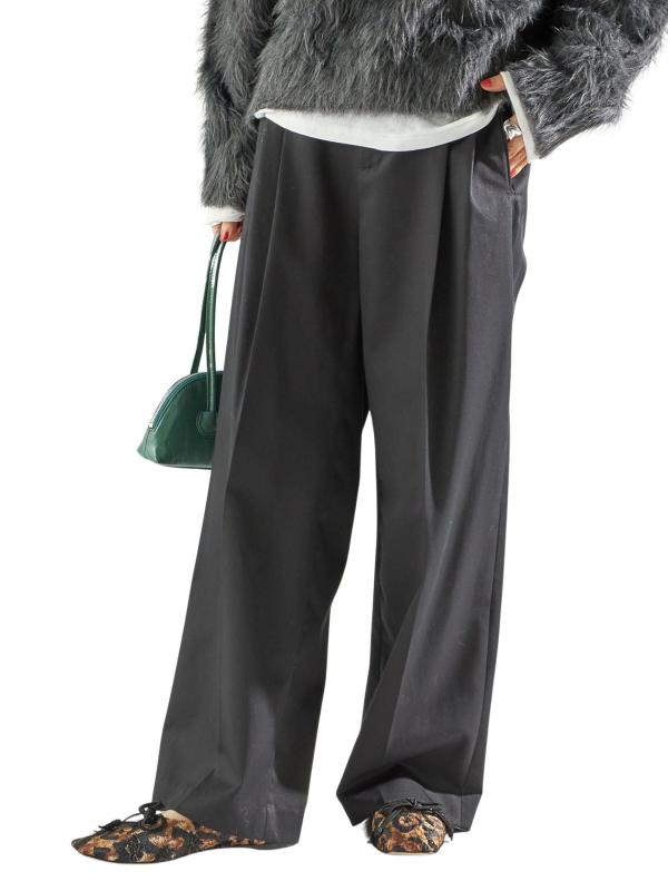 [シップス フォー ウィメン] SHIPS for women パンツ 洗濯機可能 ハイカウント ツイル 2タック ワイド パンツ レディース 313150784｜暮らし堂ショップ