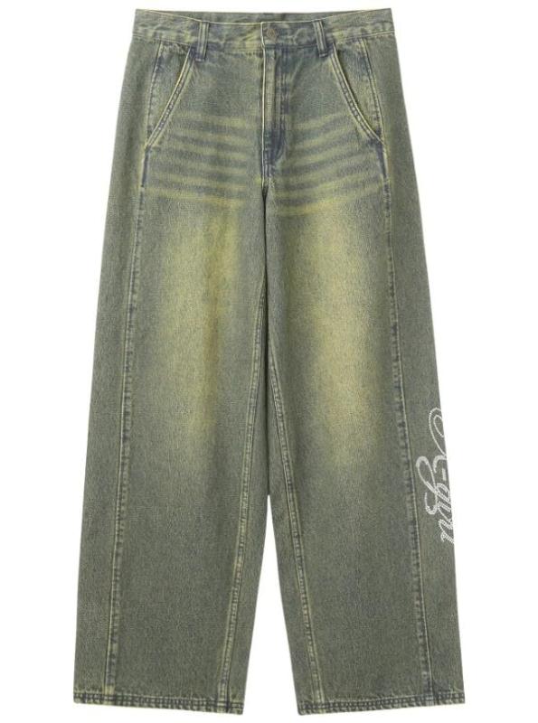 [エックスガール] ジーンズ RHINESTONE LOGO LOOSE DENIM PANTS レディース