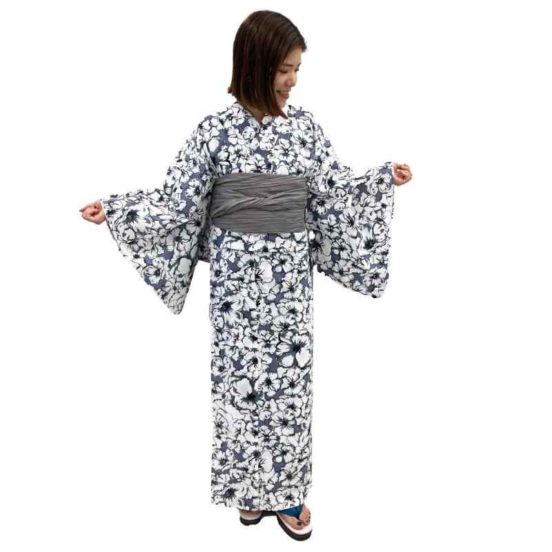 [京都きもの友禅] 浴衣 レディース 仕かける 兵児帯 2点仕かける 綿紅梅 花柄 ゆかた 夏御召しもの