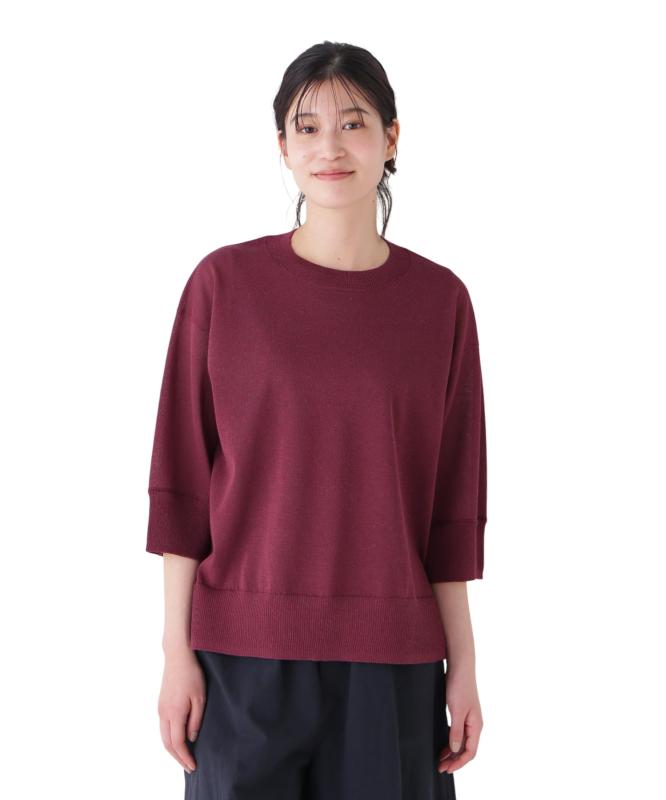 [ヒューマン成人女性] 5分袖 クルーネックニット (シアーハイゲージ) / レディース / 077-5170601