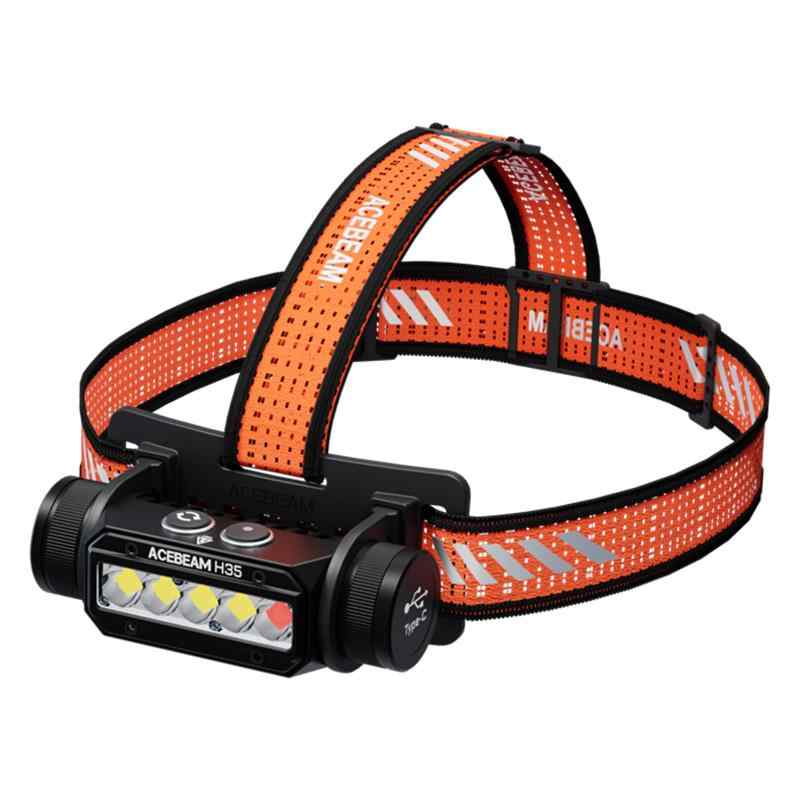 ACEBEAM H35-5中核グループ加工用評価金属元素天々照明ランプ デュアル明かり付き添い人 LED 前照灯 USB申し受ける式 赤＆白ともし火 2600lm