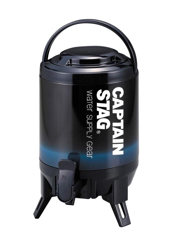 キャプテンスタッグ(CAPTAIN STAG) ジャグ タンク 最後まで注げるウォータージャグ 容量3L/6L/8L/10L 保温保冷 広口タイプ コップ付き ハンドル付き 三脚スタンド ネイビー/ビバレーデザイン