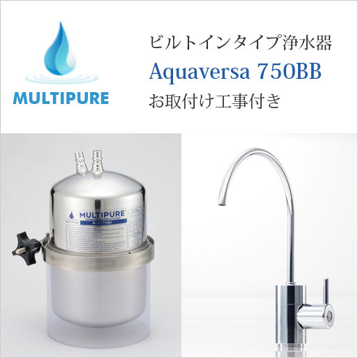 マルチピュア ビルトはたご屋手合い浄水器 Aquaversa 750BB 放射能化陶芸積み上げる 専用水栓手合い 初っ切り工事付き添い人【日本遣りかた:置き目品 放射能性物取りくずす】
