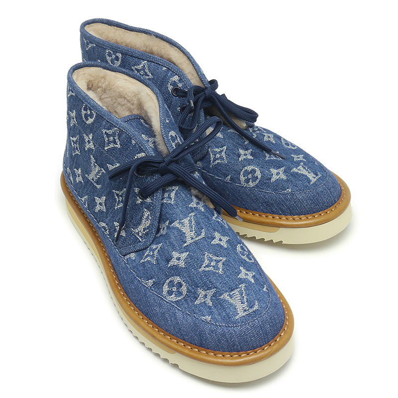 Louisvuitton*プラットフォームモノグラムデニムデザートブーツ Louisvuitton*プラットフォームモノグラムデニムデザートブーツ