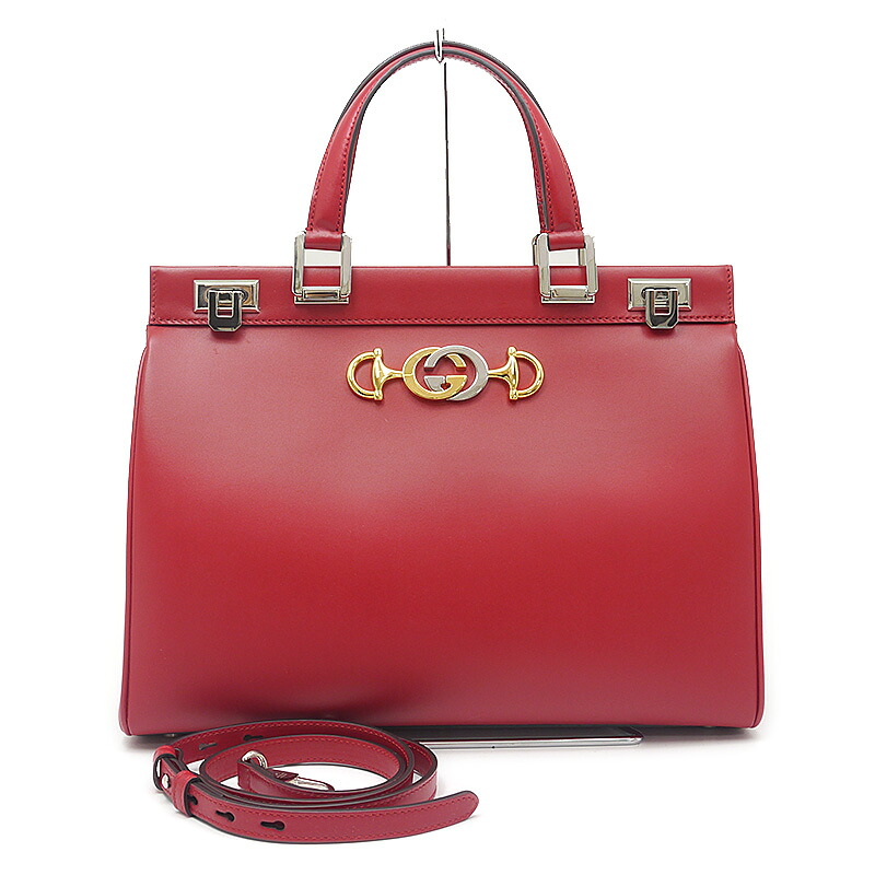 【中古】グッチ GUCCI ズゥミ ミディアム トップハンドルバッグ 564714 2WAY レザー レッド【質屋鑑定品】｜質屋クラタセブン