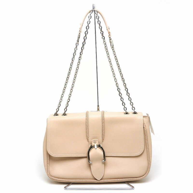 【中古】ロンシャン LONGCHAMP アマゾーヌ チェーンショルダーバッグ L1358930507 レザー ベージュ 美品 【質屋鑑定品】