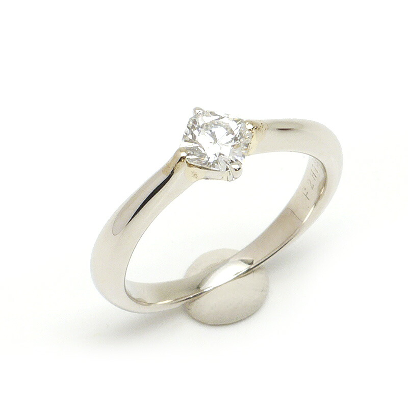 【中古】ダイヤモンドリング #5.5 約5.5号 PT900・ダイヤ0.32ct 1Pダイヤ スクエア 号数小さめ 美品【質屋鑑定品】｜質屋クラタセブン