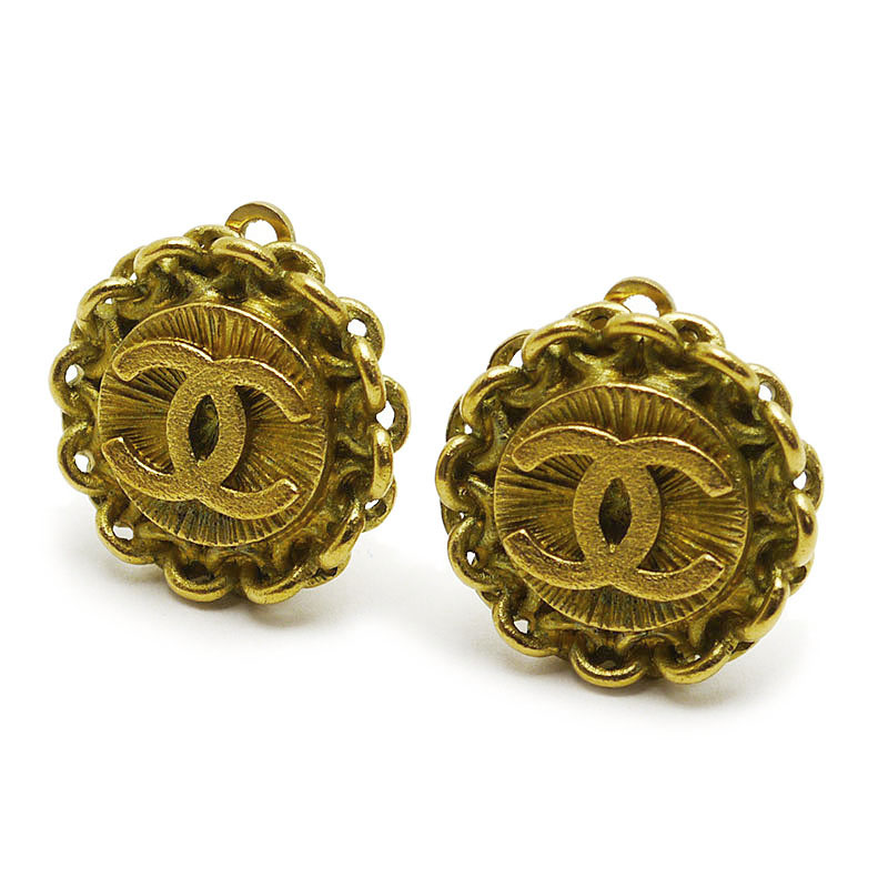 【中古】シャネル CHANEL ココマークイヤリング クリップ式 メッキ（GP） 95P 箱付【質屋鑑定品】