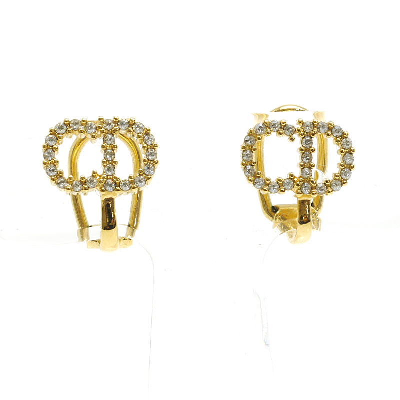 【中古】ディオール Christian Dior CDロゴイヤリング メッキ ゴールドカラー ※シリコンキャッチなし【質屋鑑定品】|質屋クラタセブン
