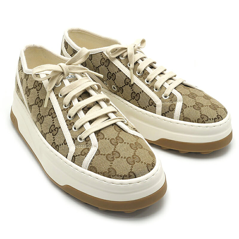 【中古】グッチ GUCCI ローカットスニーカー GG帆布 745997 大きさ9 約28珊 メンズ 箱付【一六銀行位置づける品】
