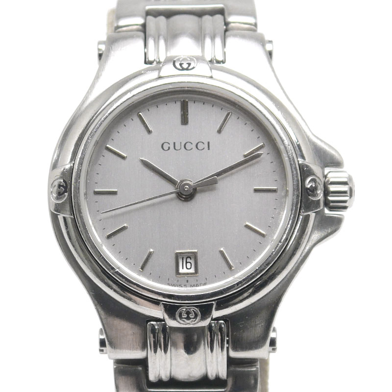 【中古】グッチ GUCCI 9040L レディースウォッチ 水晶 ステンレス鋼 しろがね色文字記号盤【一六銀行位置づける品】 レディース腕時計-腕時計