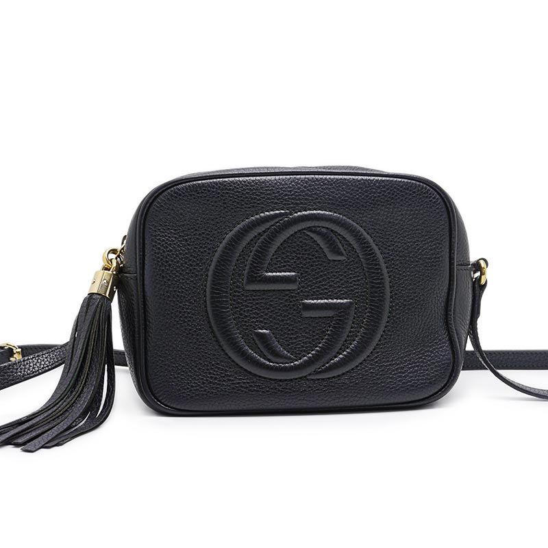 【中古】グッチ GUCCI ソーホー スモールディスコバッグ 308364 レザー 黒 ブラック ショルダーバッグ フリンジ【質屋鑑定品】