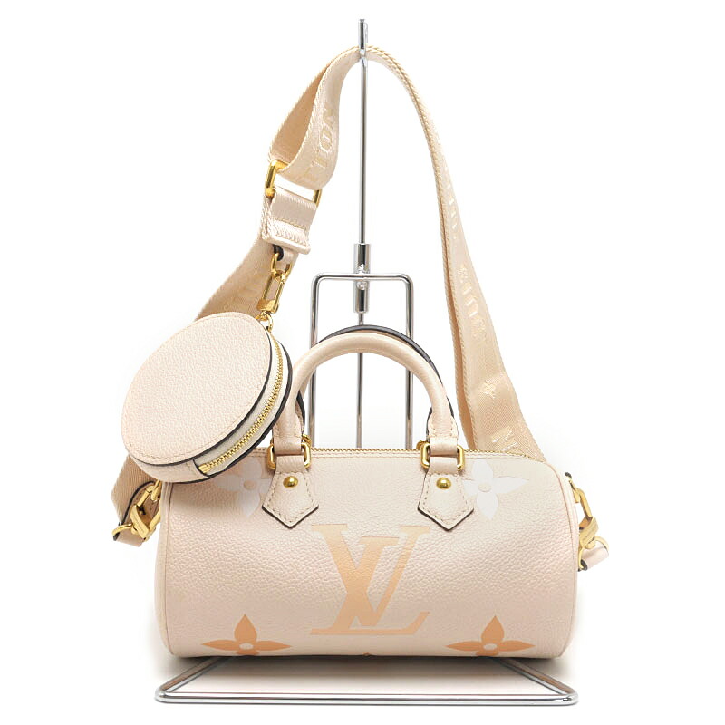 【中古】ルイヴィトン Louis Vuitton パピヨンBB モノグラム・アンプラント M45708 ベージュ系 ショルダーバッグ ストラップ・ポーチ付【質屋鑑定品】｜質屋クラタセブン