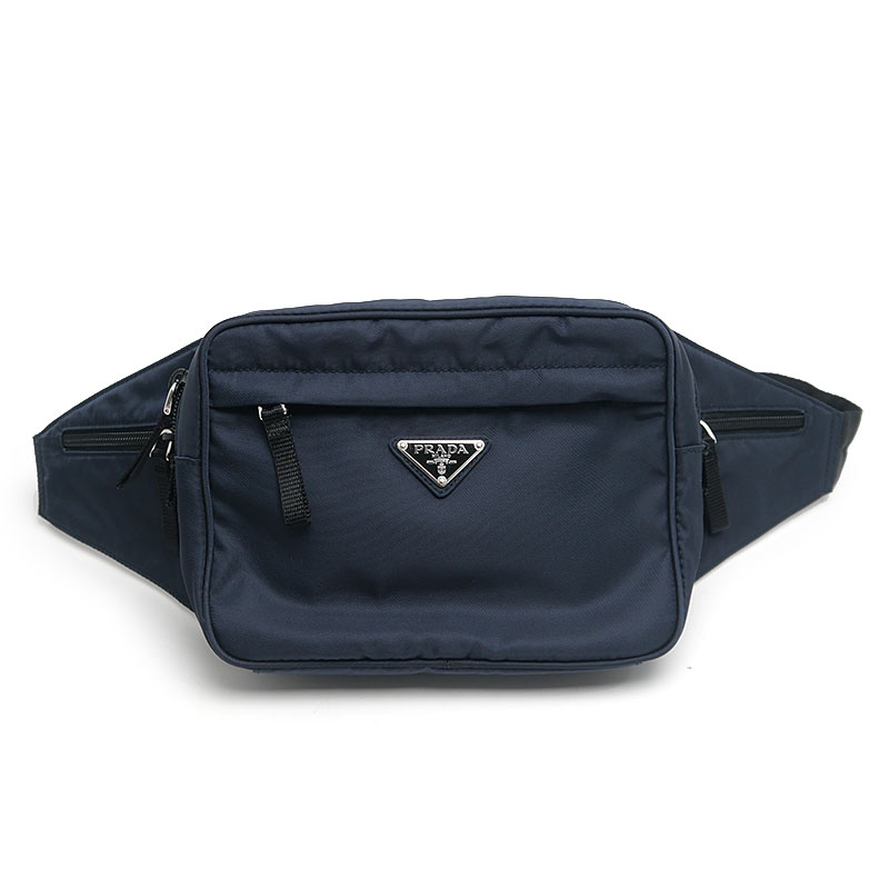 【中古】プラダ PRADA ナイロン ボディバッグ ウエストバッグ 2VL001 ネイビー 【質屋鑑定品】
