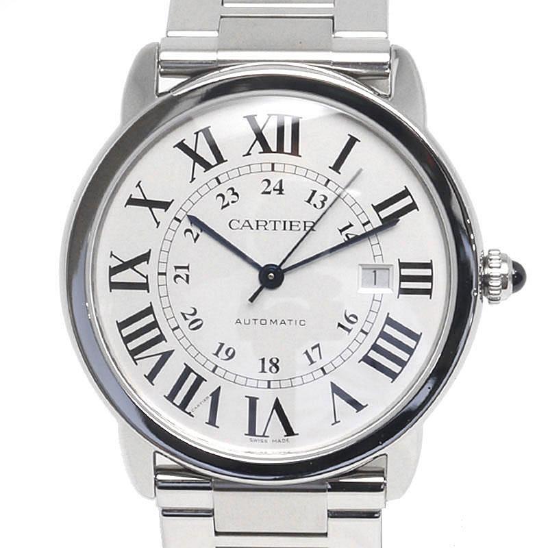 【中古】カルティエ Cartier ロンドソロ XL W6701011 メンズ オートマ SS しろがね色文字記号盤【一六銀行位置づける品】