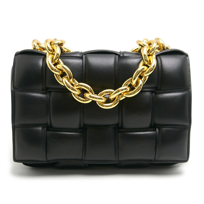 【中古】ボッテガヴェネタ BOTTEGA VENETA マキシイントレチャート パデッドカセット 2WAYチェーン店御徒面子 黒いこと なめし革【一六銀行位置づける品】