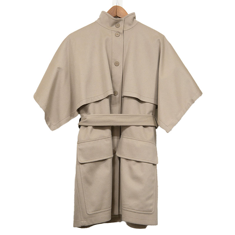 【中古】エルメス HERMES カシミールケープ コートジレ 大きさ38 ベージュ ポンチョ【一六銀行位置づける品】