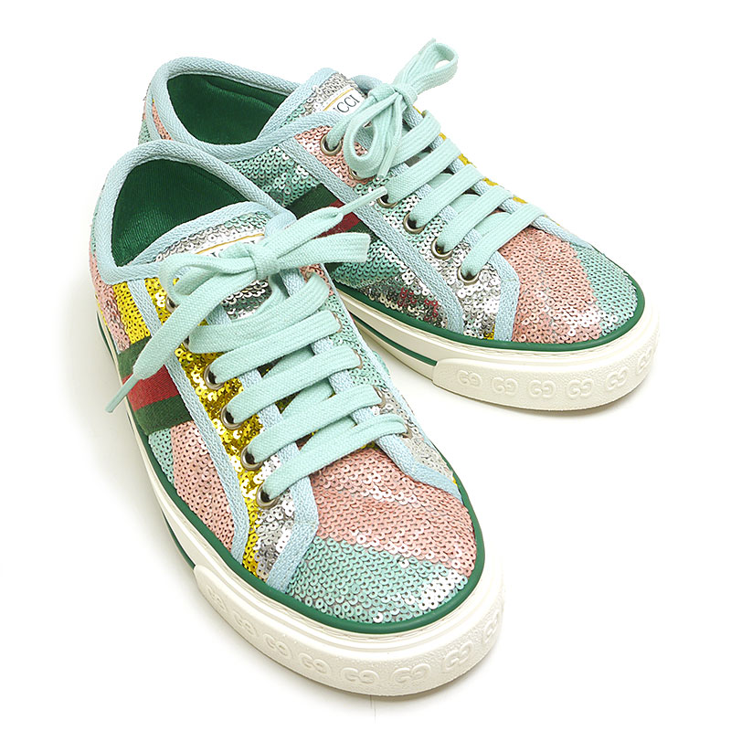 【中古】グッチ GUCCI 652622 スパンコールスニーカー 35+ レディース 極美品【一六銀行位置づける品】