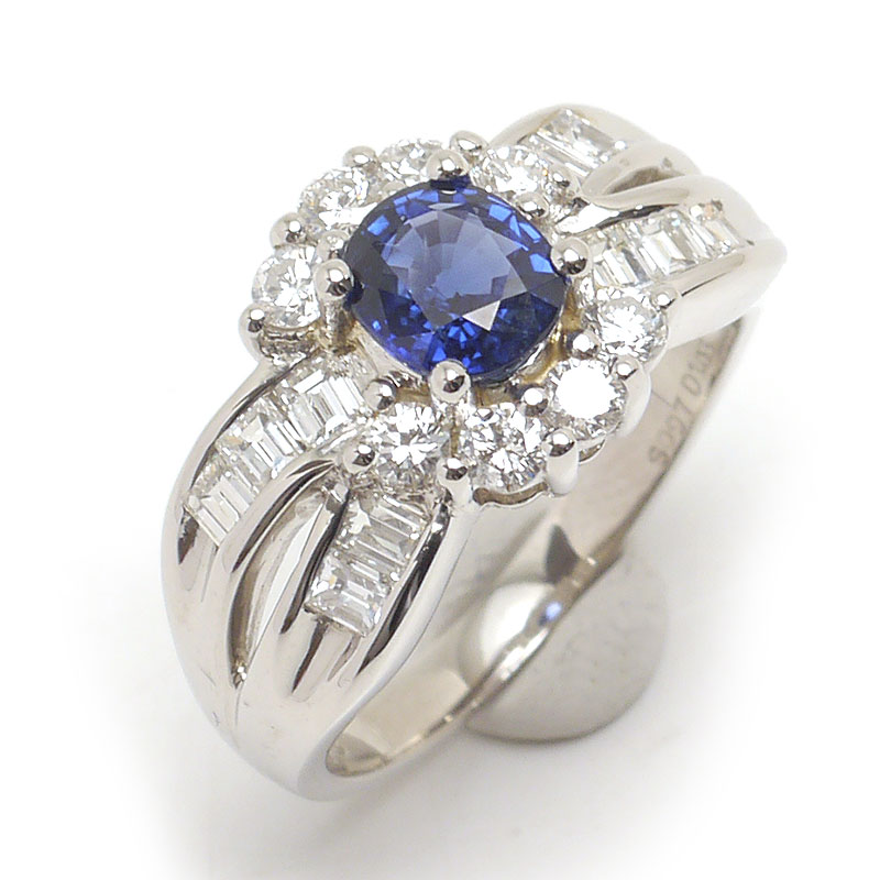 【中古】サファイアダイヤモンドリング 約11.5号 PT900・サファイア0.97ct・ダイヤ1.03ct【質屋鑑定品】|質屋クラタセブン