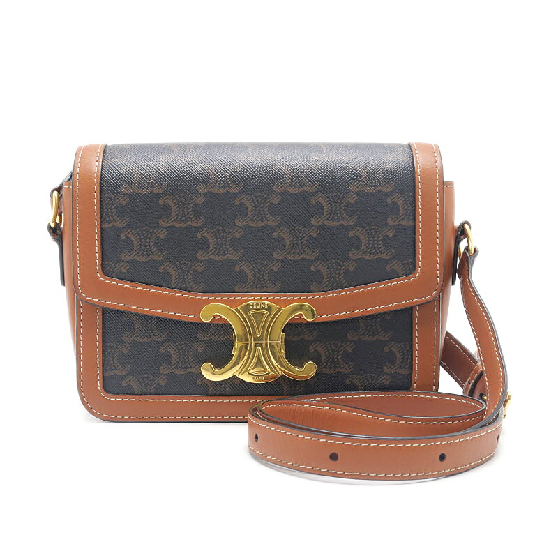 【中古】セリーヌ CELINE ティーントリオンフバッグ 188882BZ4.04LU ショルダーバッグ 赤銅色系 保護すること袋付【一六銀行価値づける品】