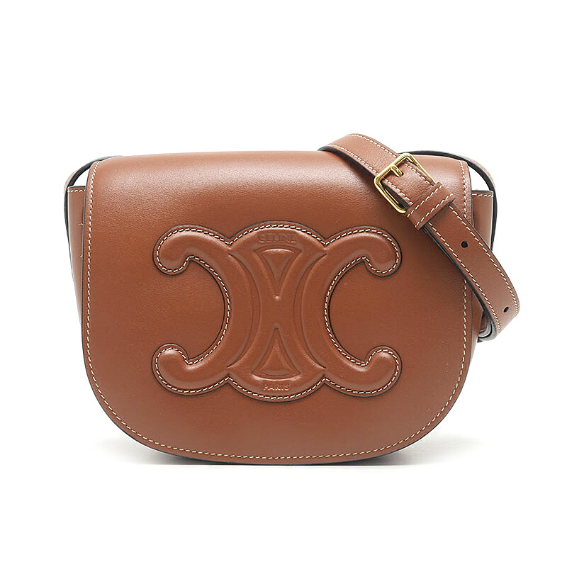 【中古】セリーヌ CELINE フォルコ FOLCO ショルダーバッグ ブラウン ポシェット トリオンフ 198263DU3 【質屋鑑定品】|質屋クラタセブン